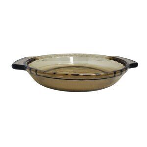 vintage lovenware brown 9" deep glass pie plate